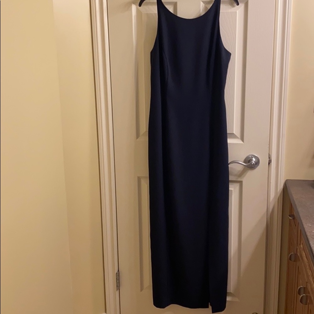 Dark navy long dress with front slit